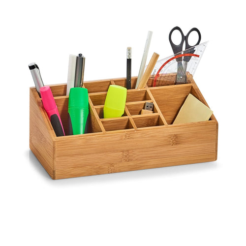 Zeller Organizzatore per accessori da scrivania, Bambù, 12 scomparti, l25,4xL12xH10 cm