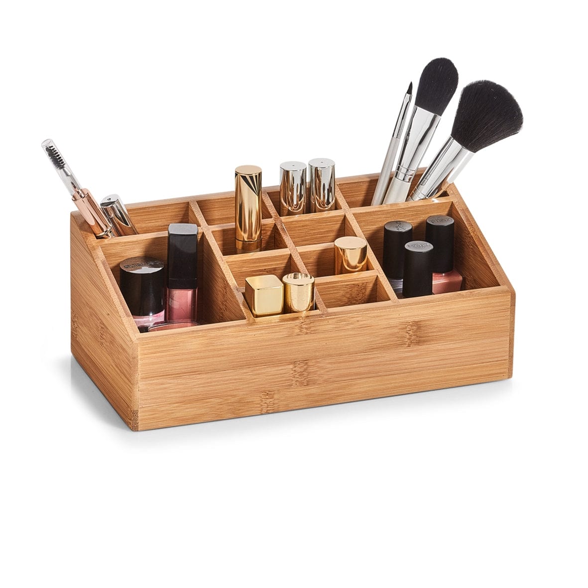 Zeller Organizzatore per accessori da scrivania, Bambù, 12 scomparti, l25,4xL12xH10 cm