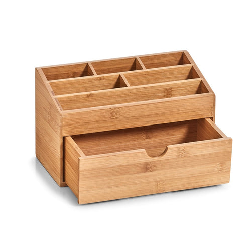 Zeller Organizzatore per accessori da scrivania, Bambù, 7 scomparti, L25,4xL12,5xH15 cm