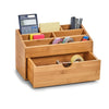 Zeller Organizzatore per accessori da scrivania, Bambù, 7 scomparti, L25,4xL12,5xH15 cm