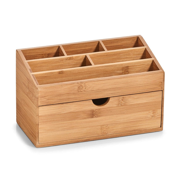 Zeller Organizzatore per accessori da scrivania, Bambù, 7 scomparti, L25,4xL12,5xH15 cm