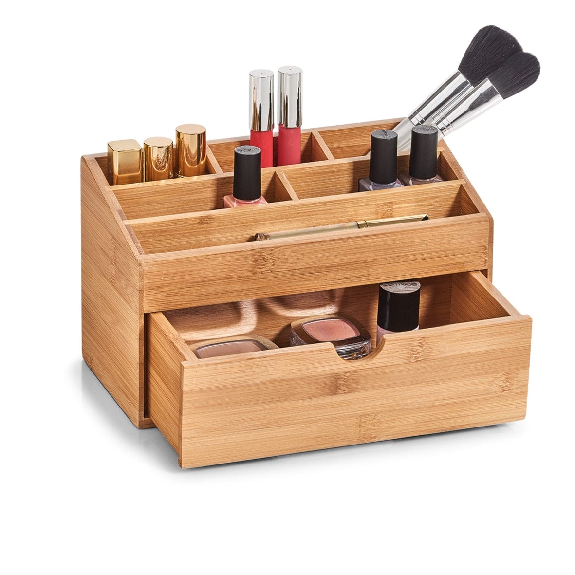 Zeller Organizzatore per accessori da scrivania, Bambù, 7 scomparti, L25,4xL12,5xH15 cm