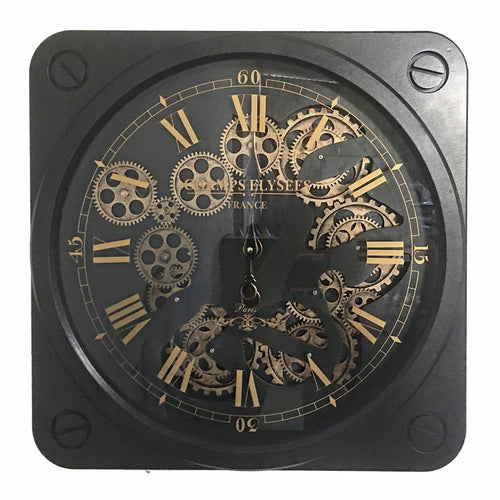 Bizzotto Orologio da parete Engrenage Square Nero