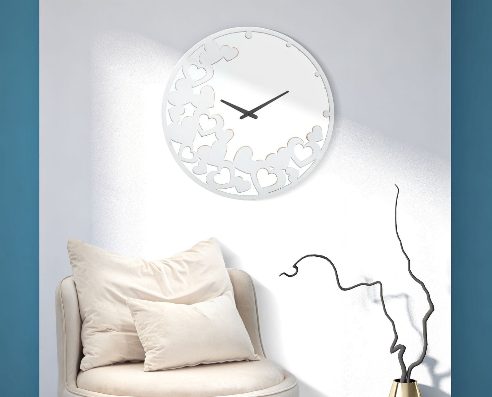 Orologio White Heart cm Ø 55x4