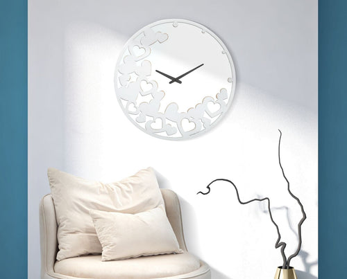 Orologio White Heart cm Ø 55x4