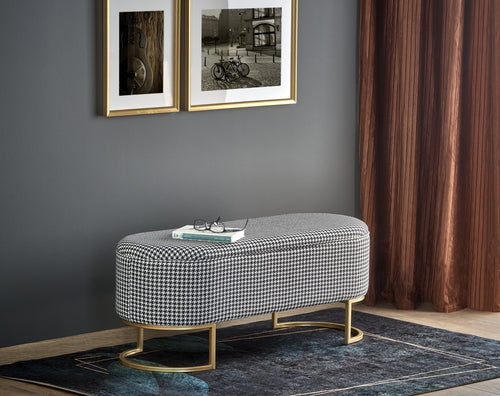 Halmar Panca con contenitore in tessuto Harmony Bianco e Nero