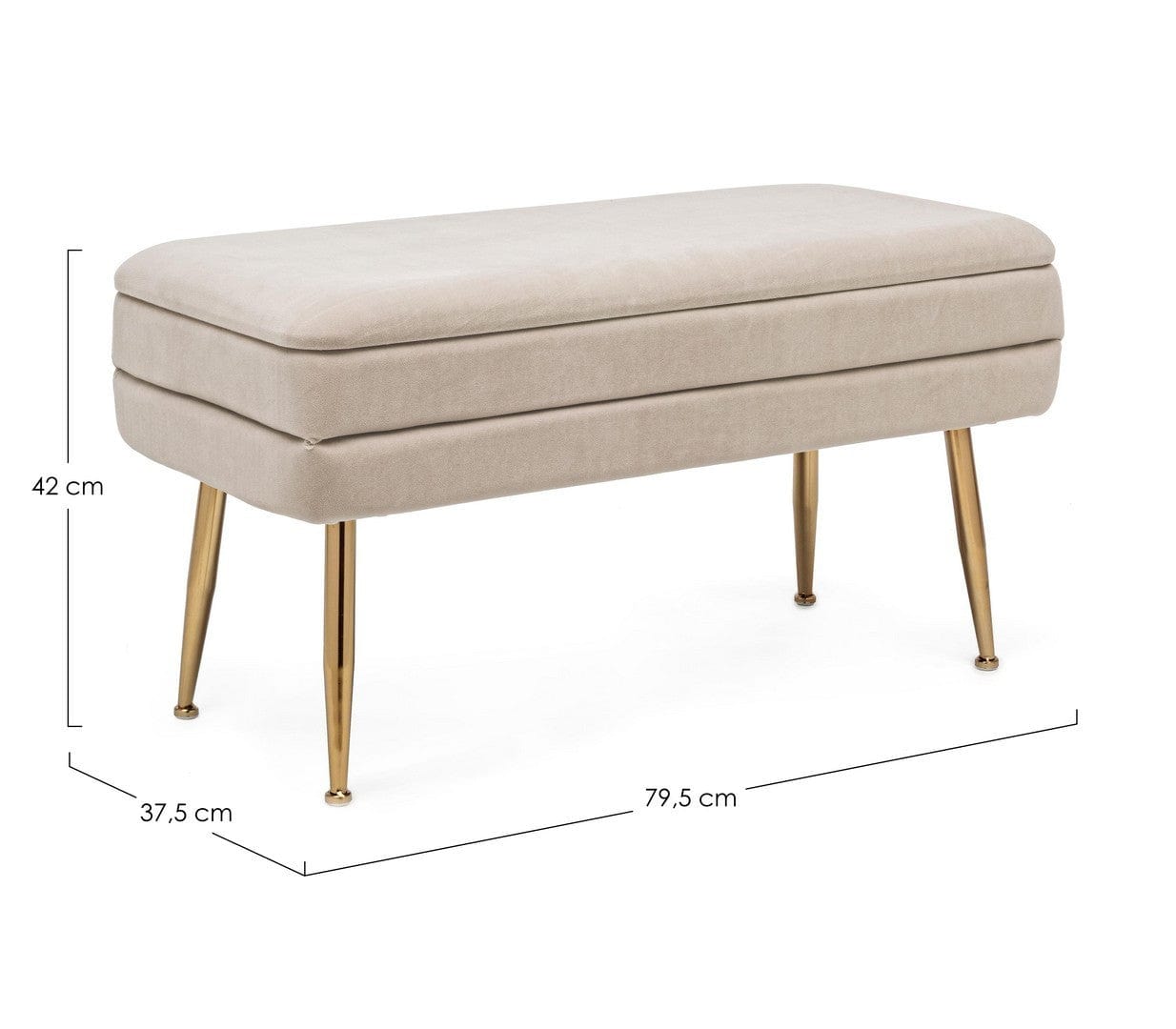 Bizzotto Panca con contenitore in velluto Pavlina Beige