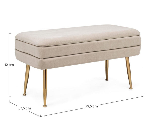 Bizzotto Panca con contenitore in velluto Pavlina Beige