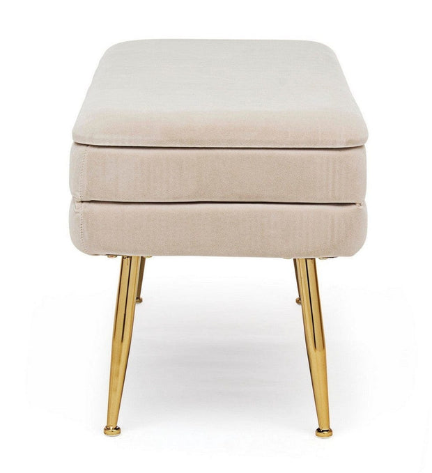 Bizzotto Panca con contenitore in velluto Pavlina Beige