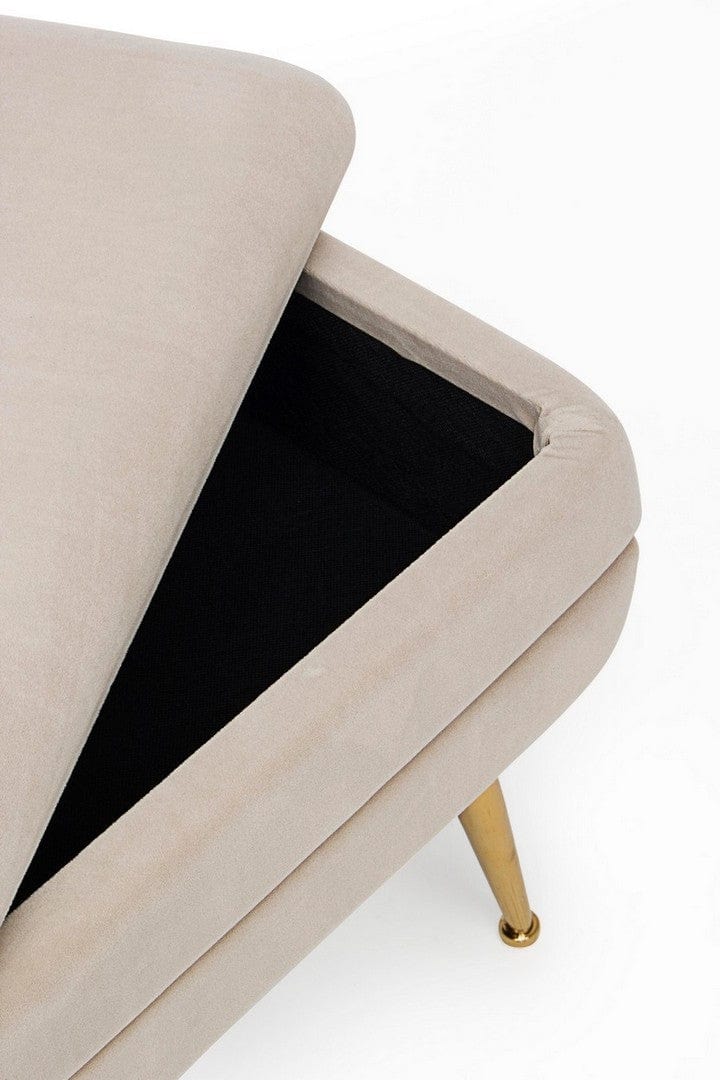 Bizzotto Panca con contenitore in velluto Pavlina Beige