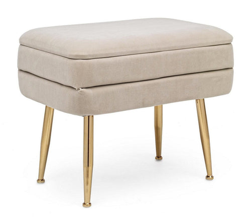 Bizzotto Panca con contenitore in velluto Pavlina Beige