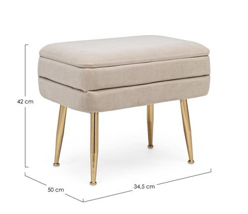 Bizzotto Panca con contenitore in velluto Pavlina Beige