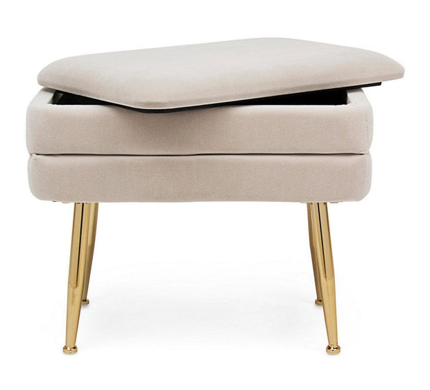 Bizzotto Panca con contenitore in velluto Pavlina Beige
