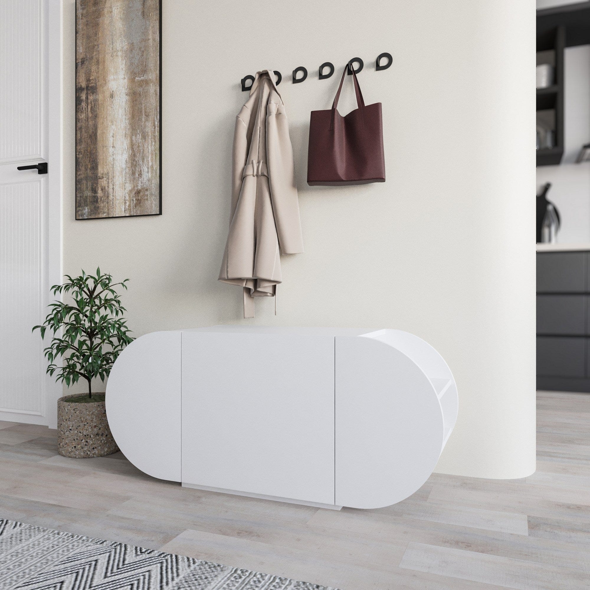Panca con scarpiera con 1 anta Pozy Bianco (2)