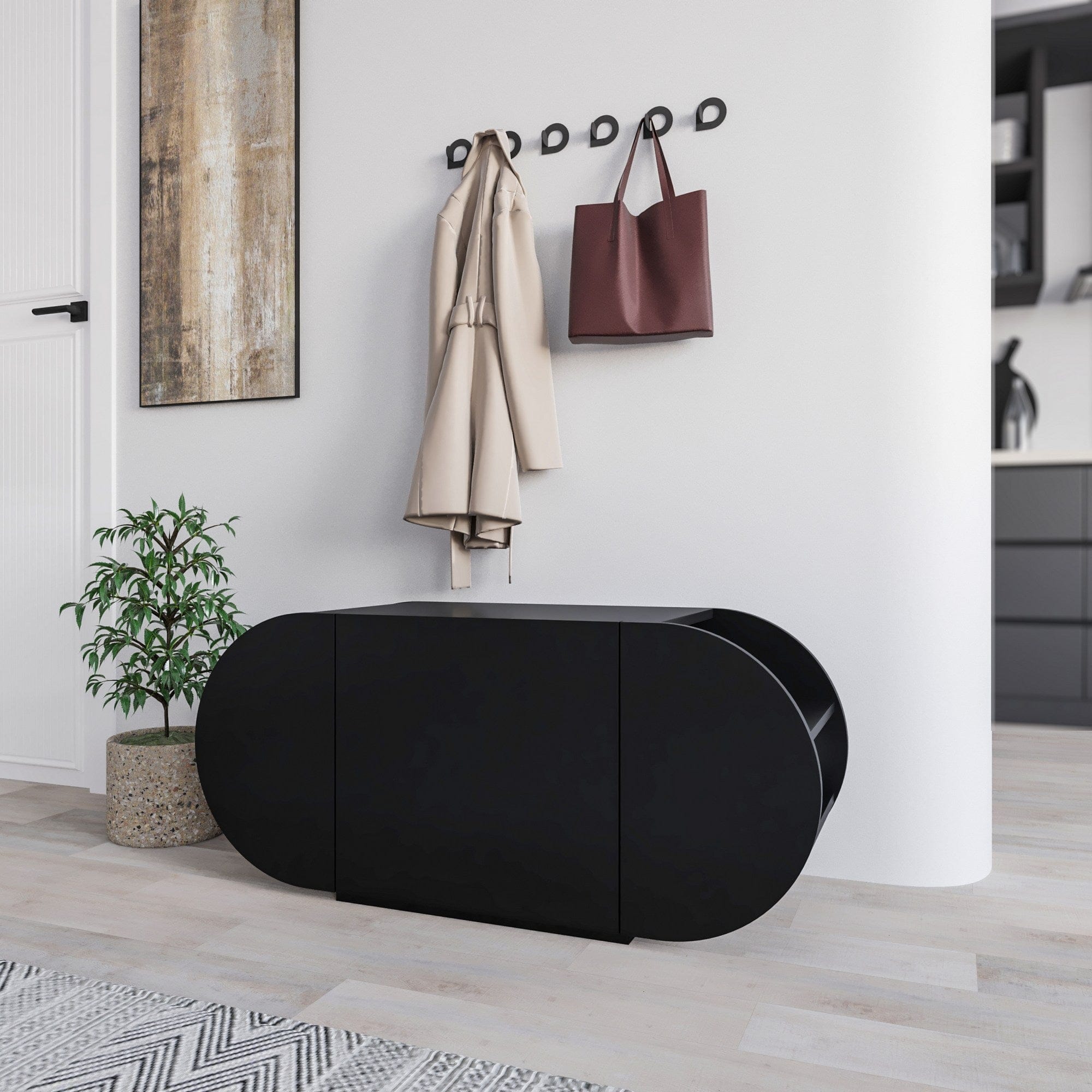 Panca con scarpiera con 1 anta Pozy Nero (2)