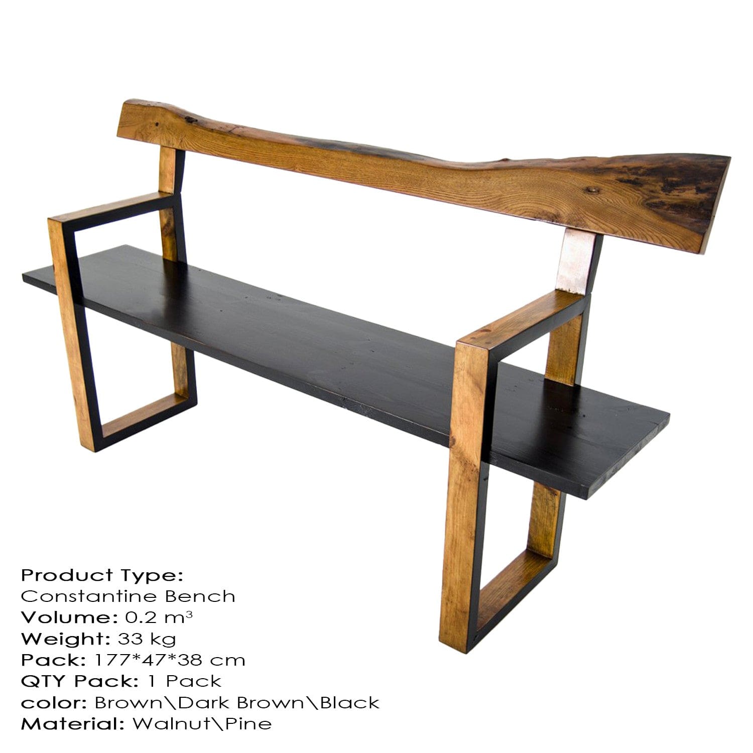 Panca in legno Constantine Marrone (2)