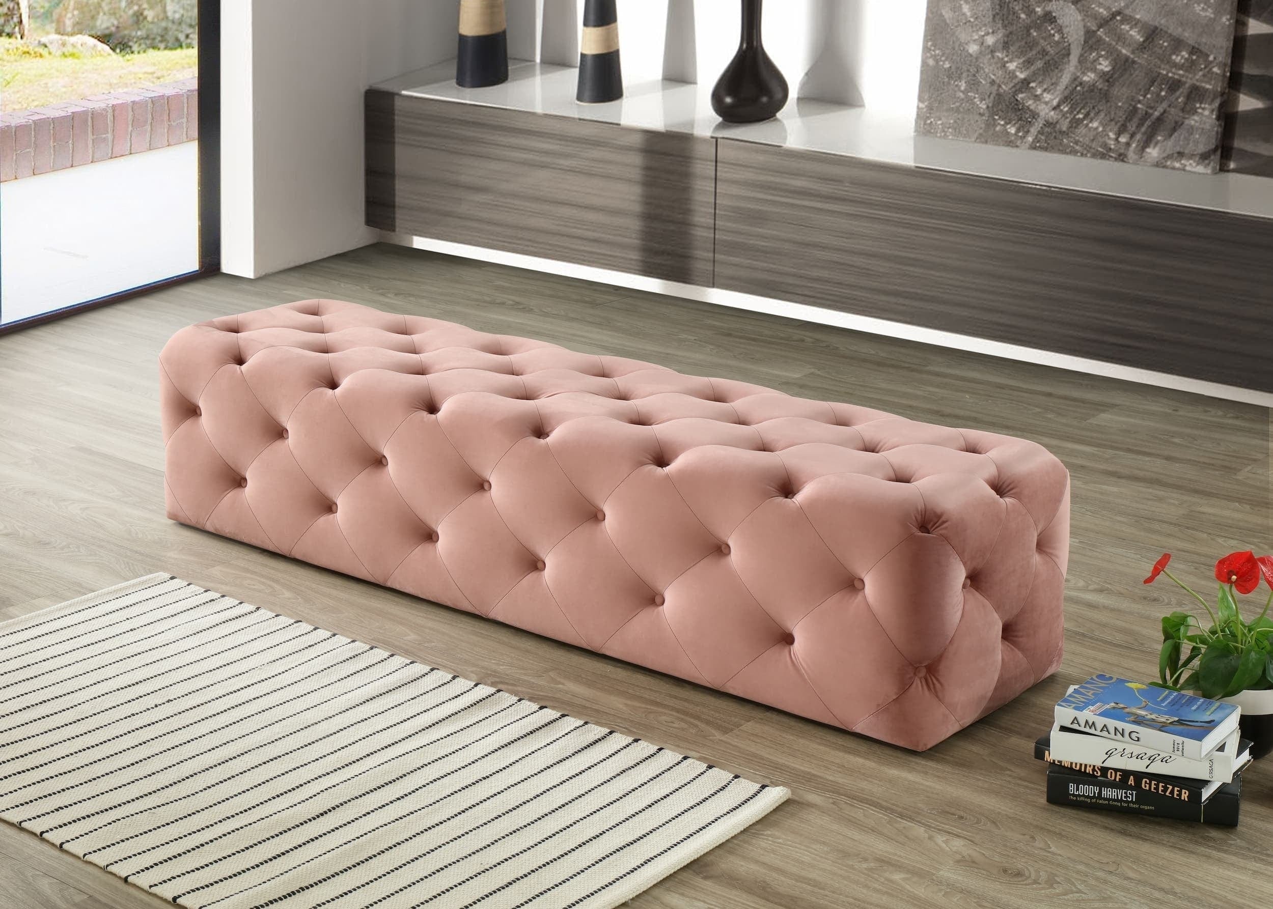 Panca in velluto Casia L Rosa