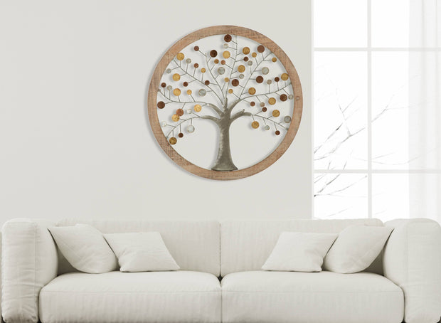 Pannello Da Muro Albero Della Vita Mirror New cm Ø 80x2