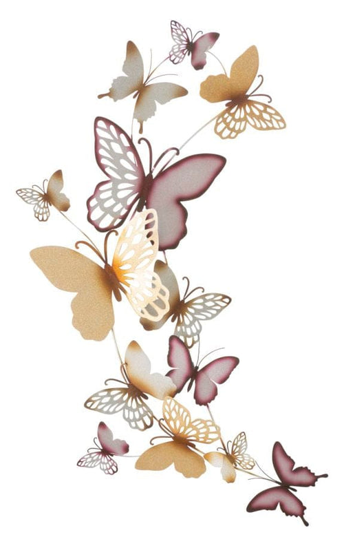 Pannello Da Muro Butterflies Oro/Bordeaux C cm 59,5x4x111,5
