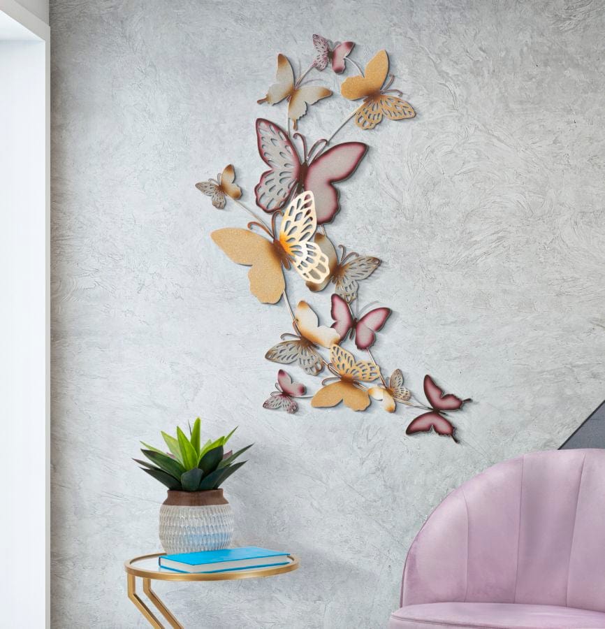 Pannello Da Muro Butterflies Oro/Bordeaux C cm 59,5x4x111,5 (4)