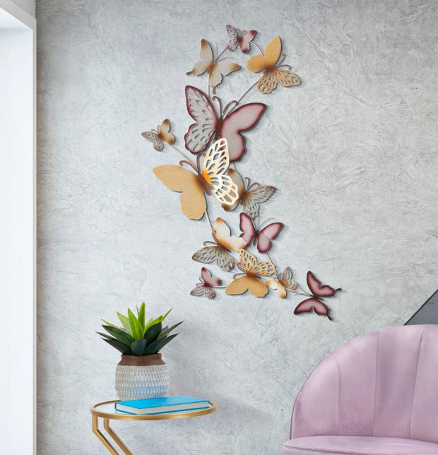 Pannello Da Muro Butterflies Oro/Bordeaux C cm 59,5x4x111,5 (4)
