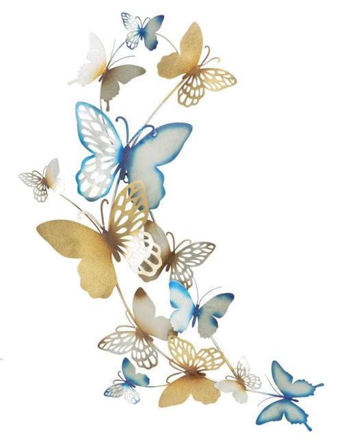 Pannello Da Muro Butterflies Oro/Celeste C cm 59,5x4x111,5