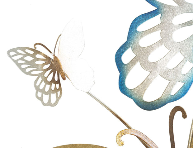 Pannello Da Muro Butterflies Oro/Celeste C cm 59,5x4x111,5 (2)