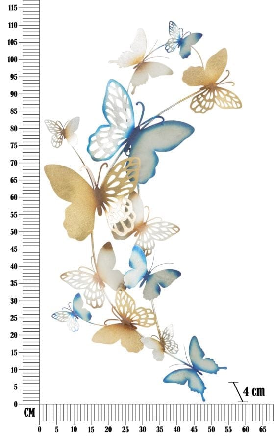Pannello Da Muro Butterflies Oro/Celeste C cm 59,5x4x111,5 (5)