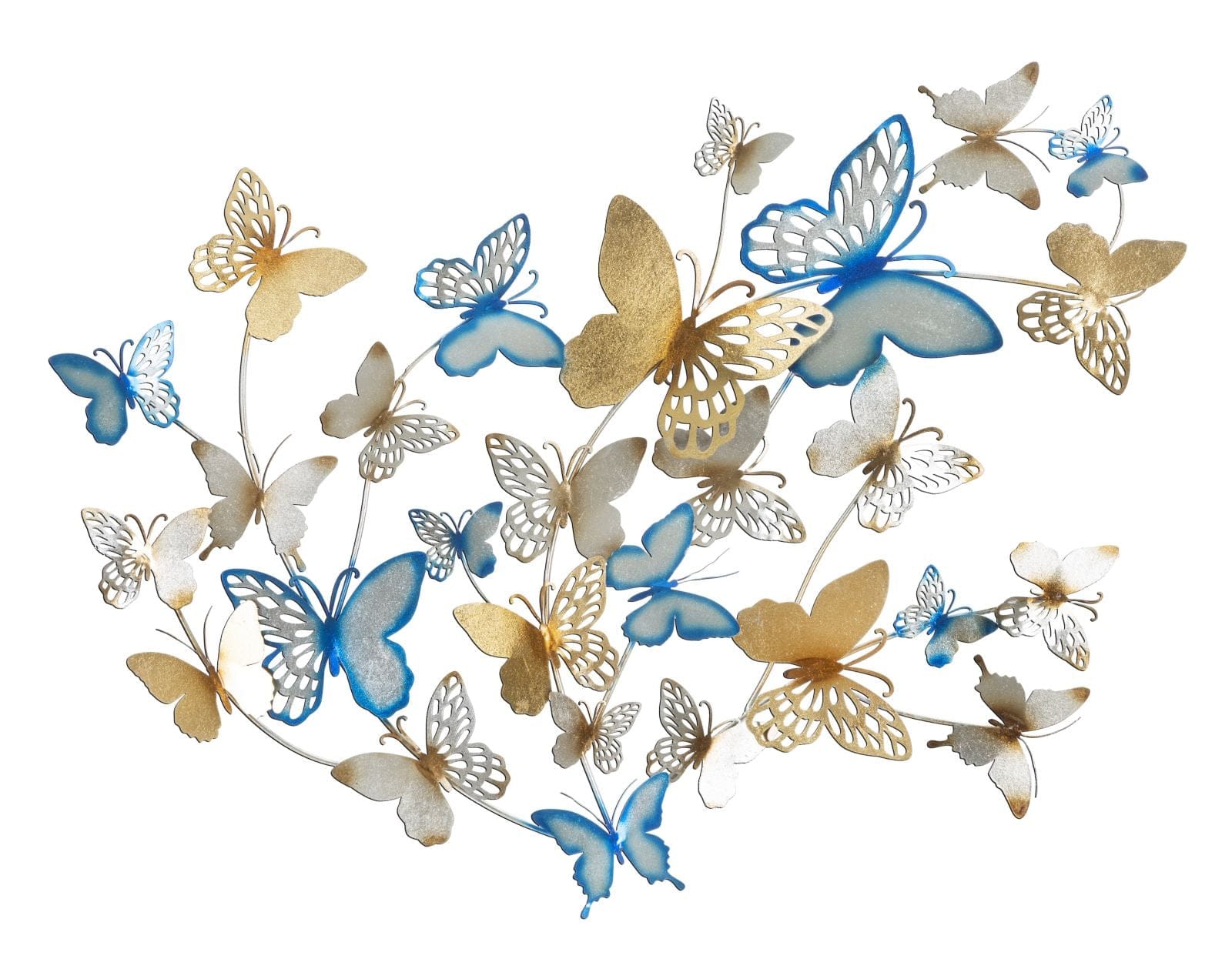 Pannello Da Muro Butterflies Oro/Celeste cm 132x3,5x95,5