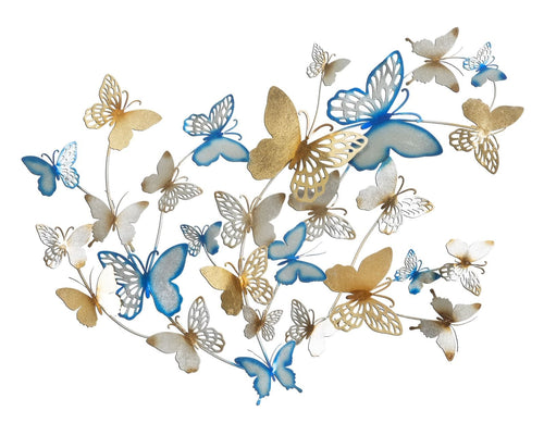Pannello Da Muro Butterflies Oro/Celeste cm 132x3,5x95,5