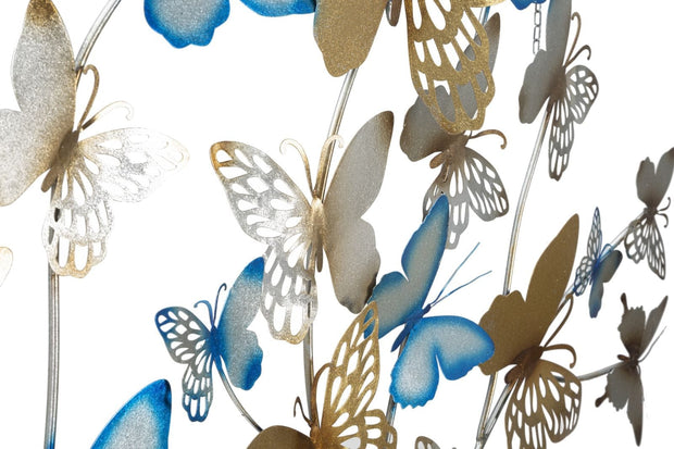 Pannello Da Muro Butterflies Oro/Celeste cm 132x3,5x95,5 (3)