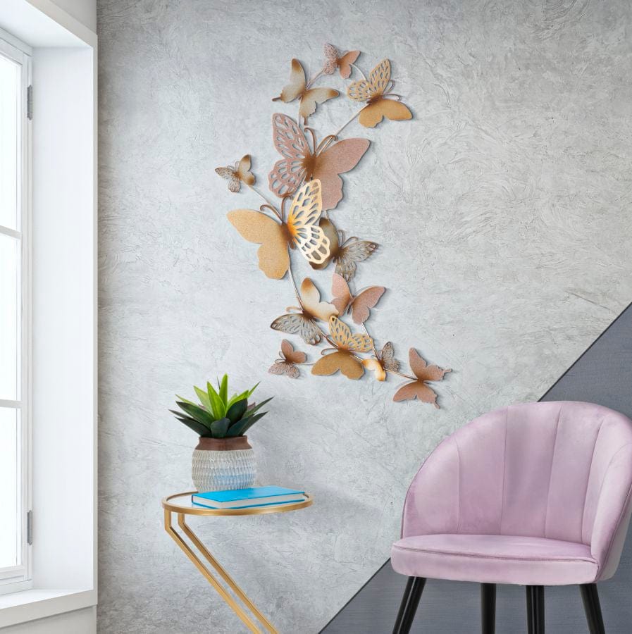 Pannello Da Muro Butterflies Oro/Rosa C cm 59,5x4x111,5 (4)