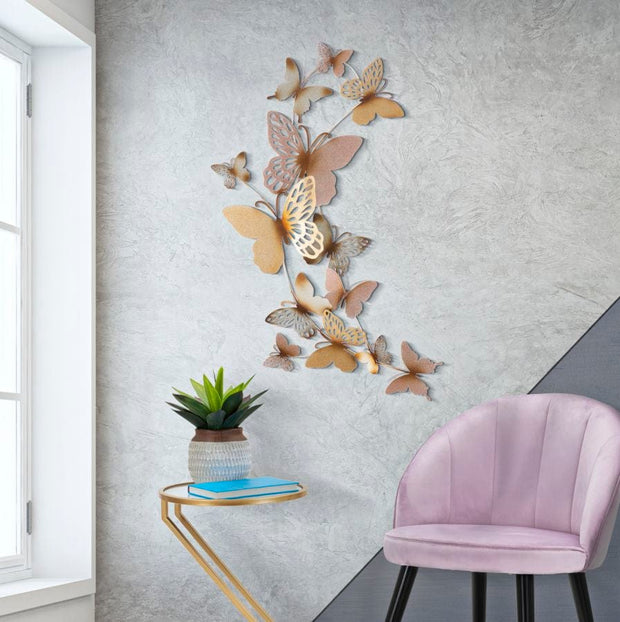 Pannello Da Muro Butterflies Oro/Rosa C cm 59,5x4x111,5 (4)