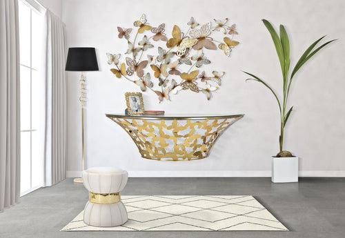 Pannello Da Muro Butterflies Oro/Rosa cm 132x3,5x95,5 (1)