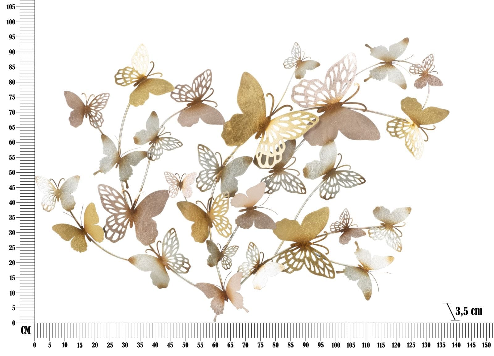 Pannello Da Muro Butterflies Oro/Rosa cm 132x3,5x95,5 (6)