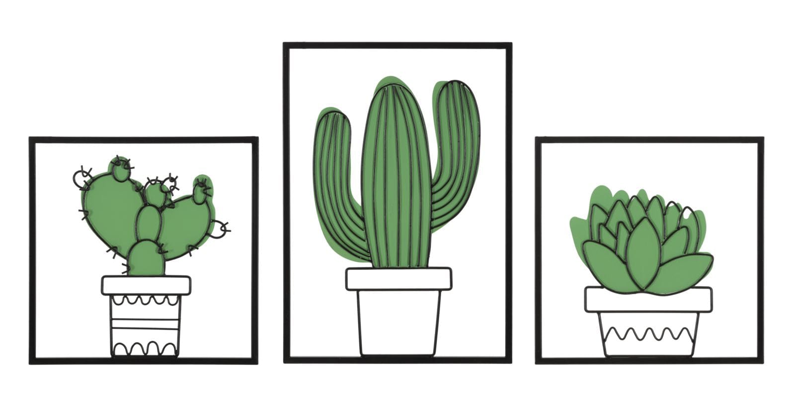 Pannello Da Muro Cactus Set 3Pz 33x1,3x46,5-33x1,3x33