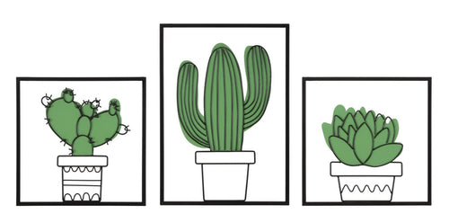Pannello Da Muro Cactus Set 3Pz 33x1,3x46,5-33x1,3x33
