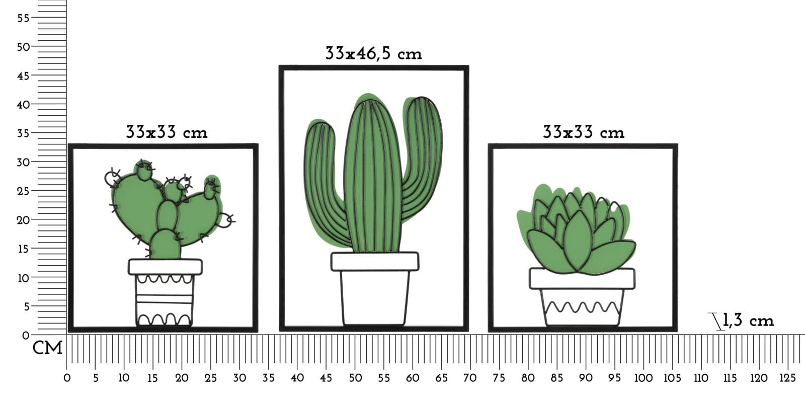 Pannello Da Muro Cactus Set 3Pz 33x1,3x46,5-33x1,3x33 (5)