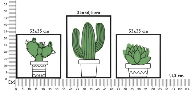 Pannello Da Muro Cactus Set 3Pz 33x1,3x46,5-33x1,3x33 (5)