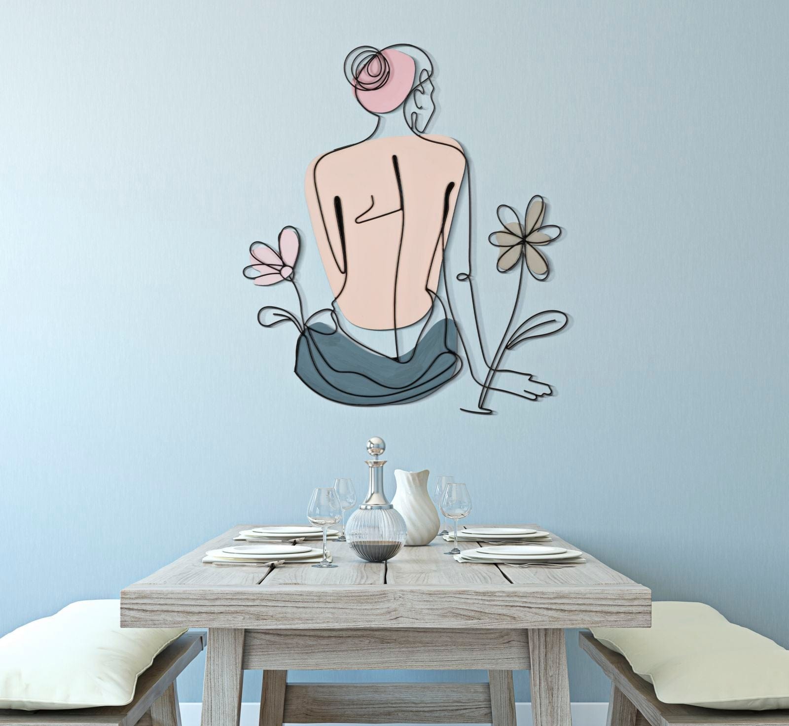 Pannello Da Muro Lady W/Flower cm 80x1,3x90 (4)