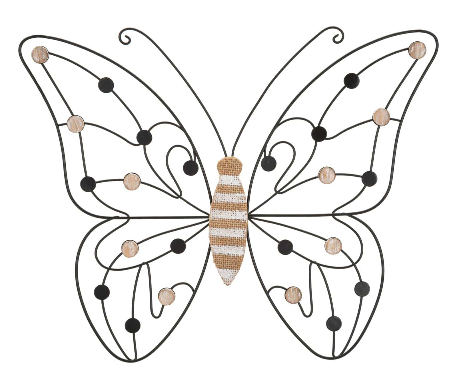 Pannello In Ferro E Legno Butterfly cm 39,5x1,5x33,5