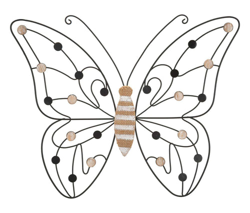 Pannello In Ferro E Legno Butterfly cm 39,5x1,5x33,5