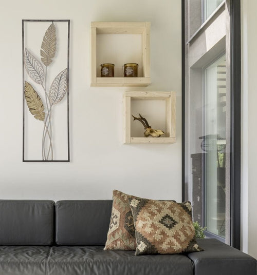Pannello In Ferro E Legno Foglie -A- cm 30,5x1,90x91 (1)