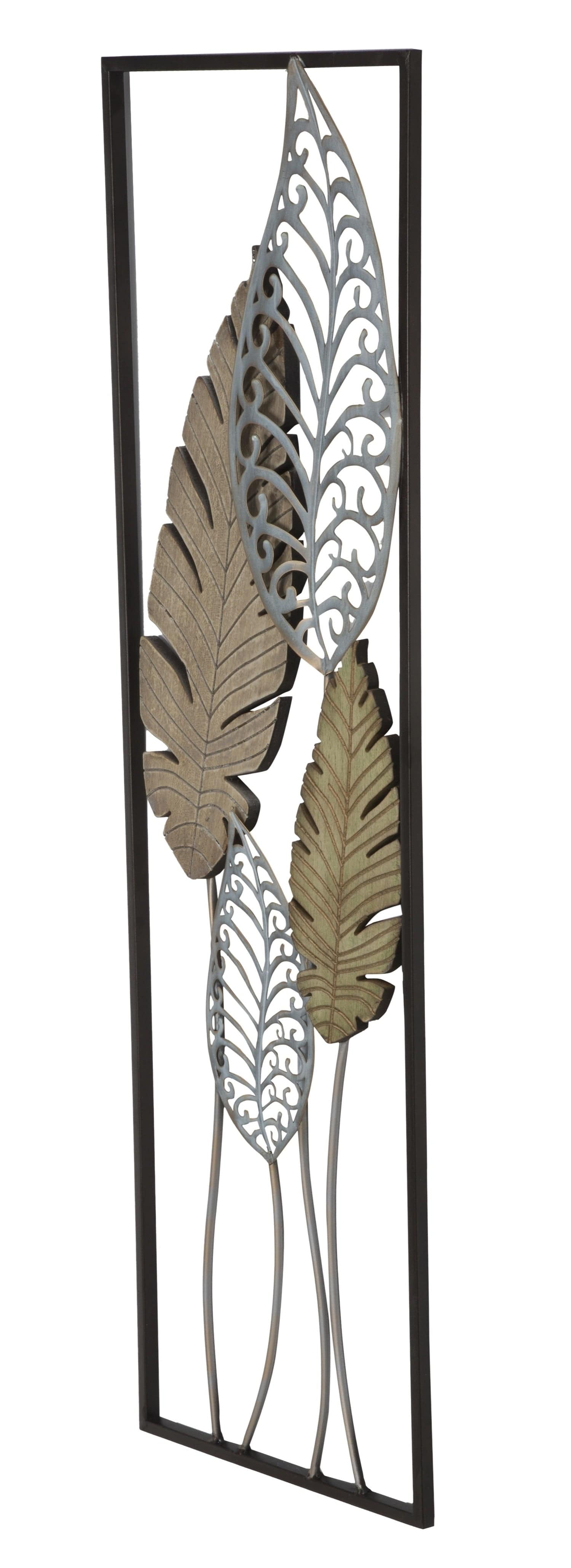 Pannello In Ferro E Legno Foglie -B- cm 30,5x2,5x99,5 (2)