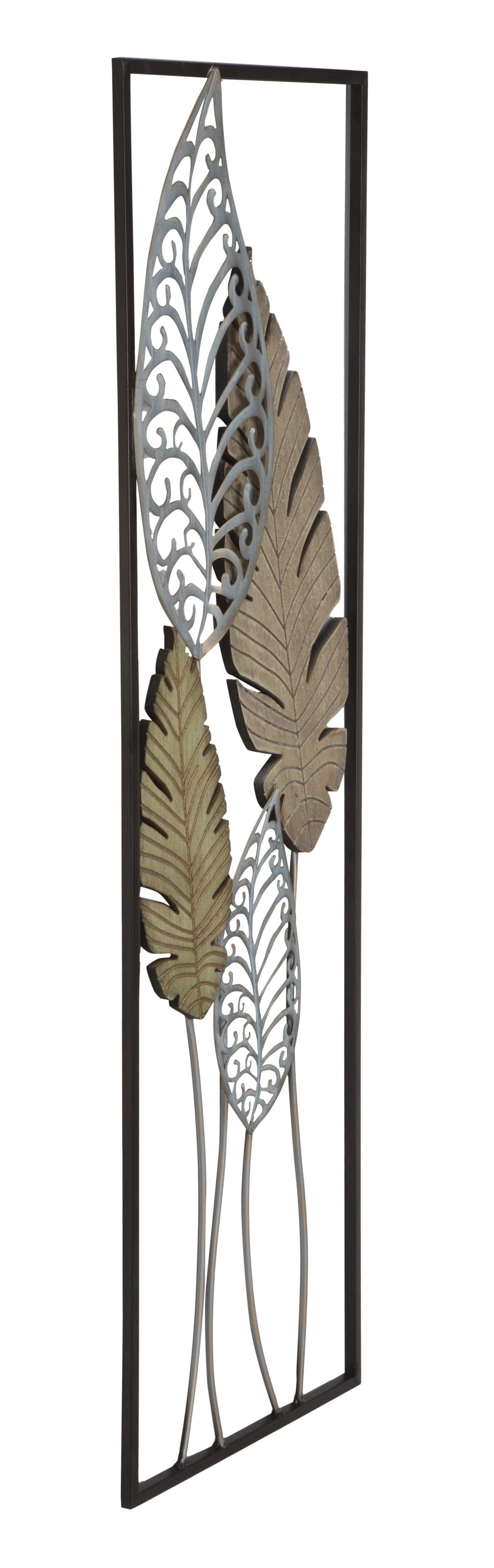 Pannello In Ferro E Legno Foglie -B- cm 30,5x2,5x99,5 (3)