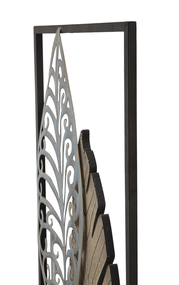 Pannello In Ferro E Legno Foglie -B- cm 30,5x2,5x99,5 (4)