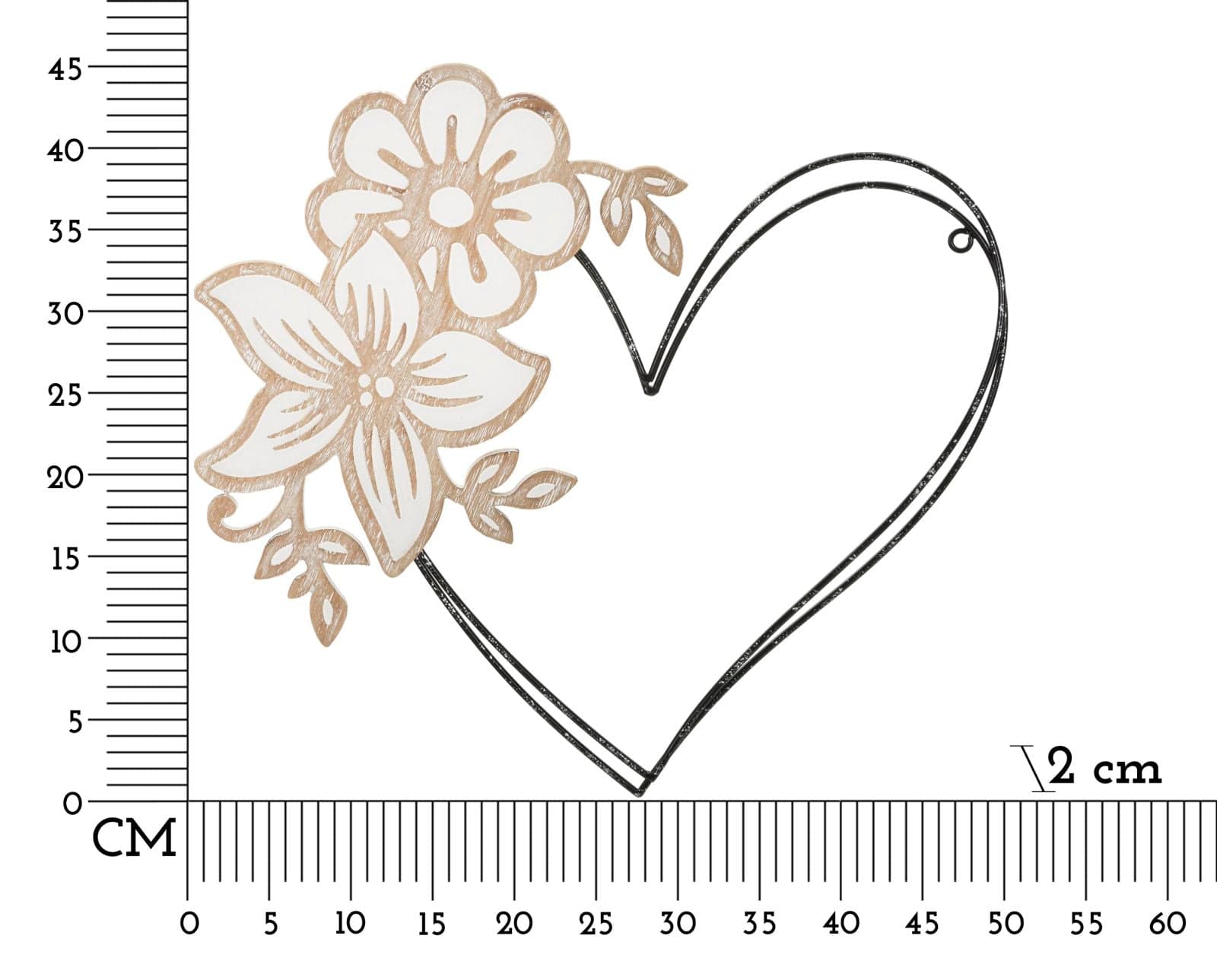 Pannello In Ferro E Legno Heart cm 50x2x45 (5)