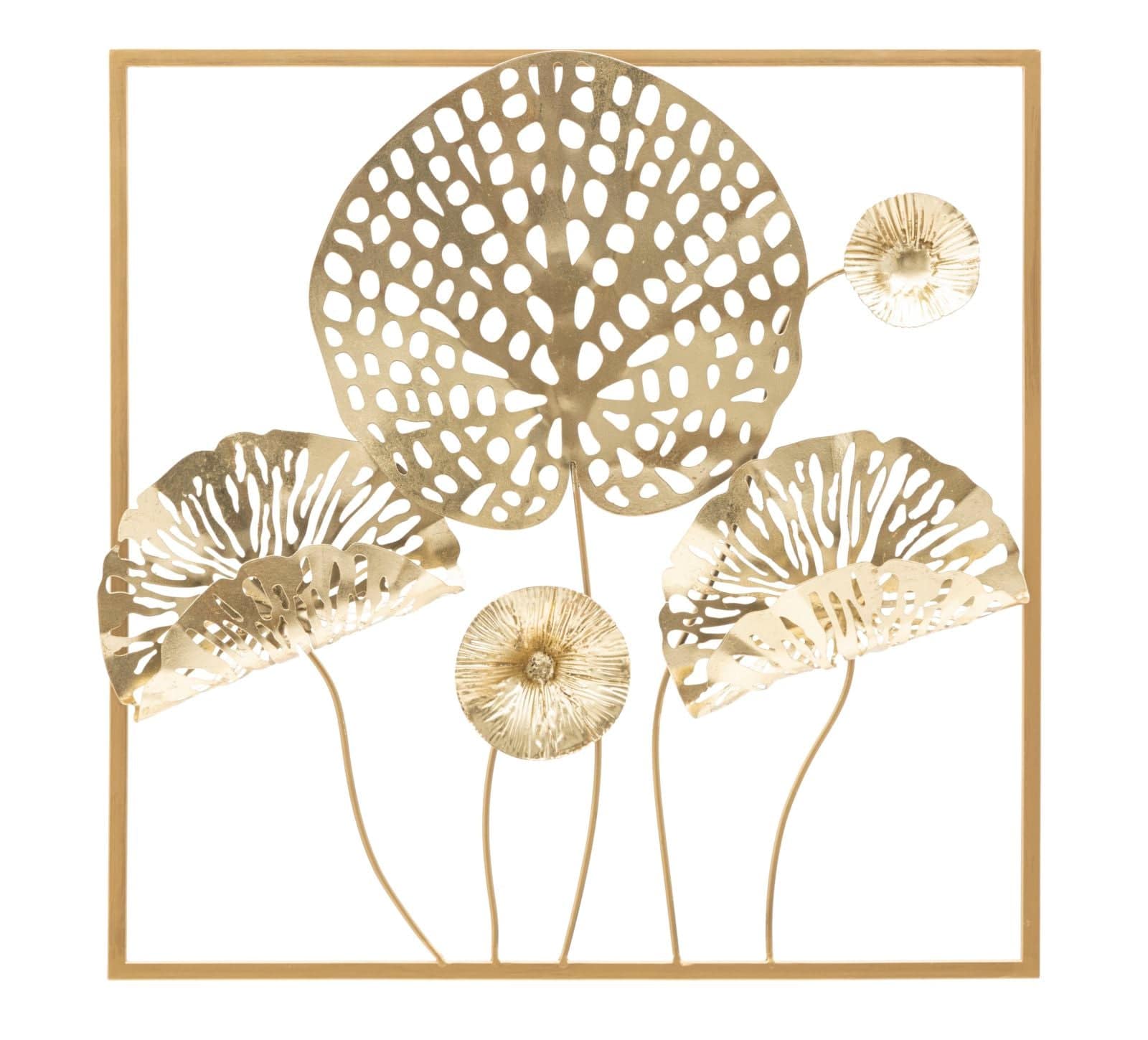 Pannello In Ferro Gold Flowers cm 50x5x50