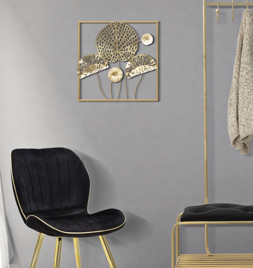Pannello In Ferro Gold Flowers cm 50x5x50 (4)