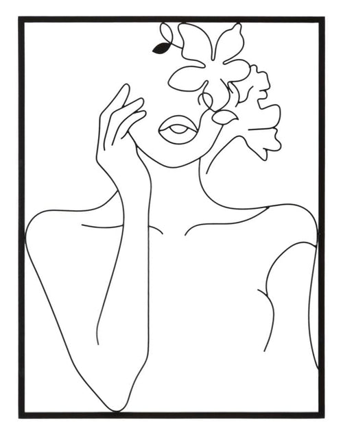 Pannello In Ferro Woman With Flowers cm 60x1x80